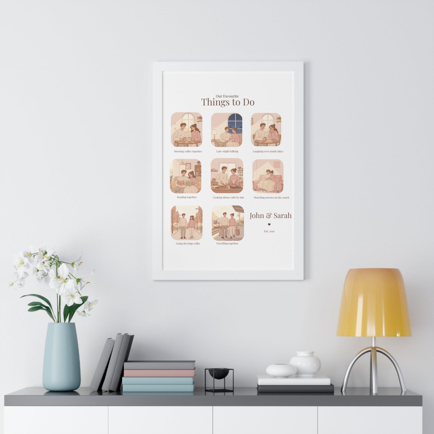 Framed Poster – “Our Favourite Things to Do” Personalized Couple Print | Valentine’s Gift - 14707
