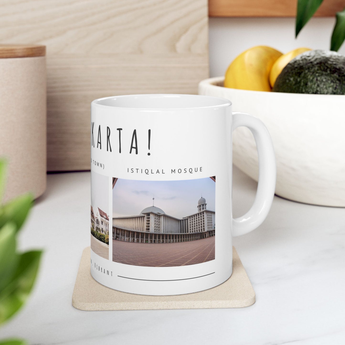 Hello Jakarta Ceramic Mug - 11oz & 15oz, Perfect for Travel Lovers & Home Decor - 12022