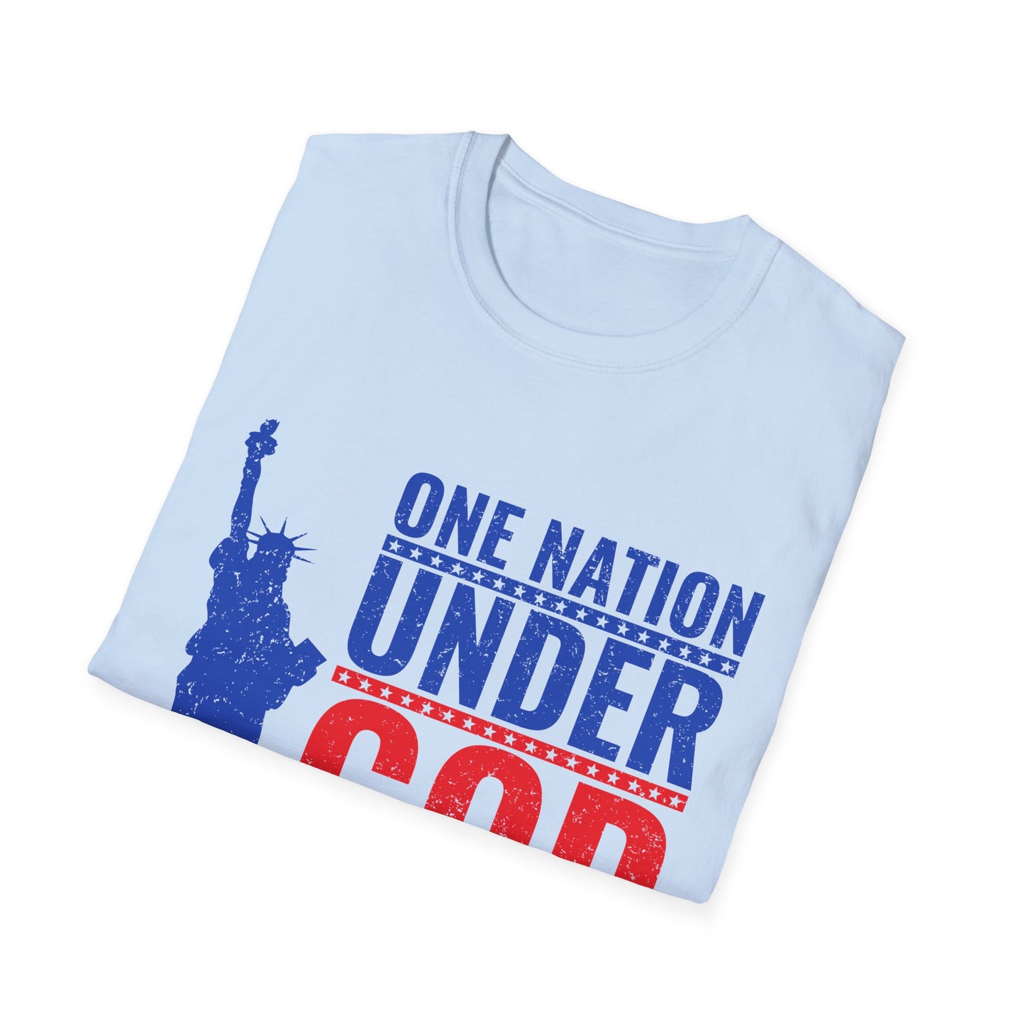 One Nation Under God, Patriotic Softstyle T-Shirt - Independence Day Tee, Fourth of July Shirt, Unisex Comfort Wear, Gift for Veterans - 13494