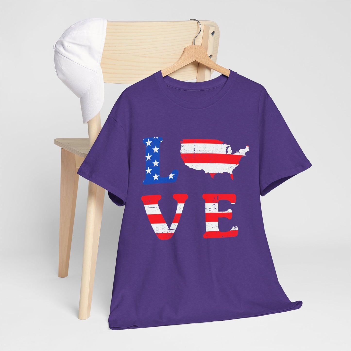 Patriotic Love Tee | Unisex Heavy Cotton T-Shirt, USA Love Shirt, 4th of July Gift, Casual Wear, Independence Day Apparel - 13696