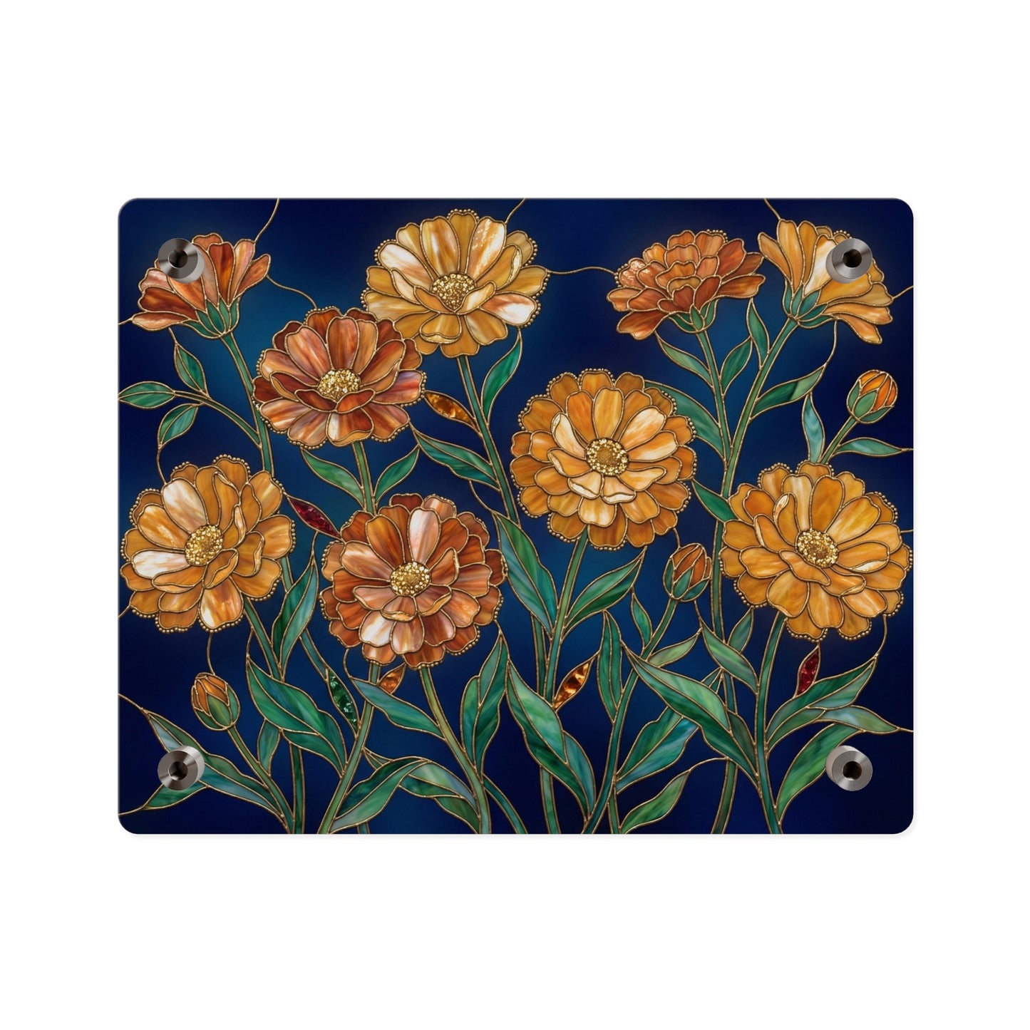 Marigold Bloom Acrylic Wall Art Panel — Botanical Floral Home Decor - 14608