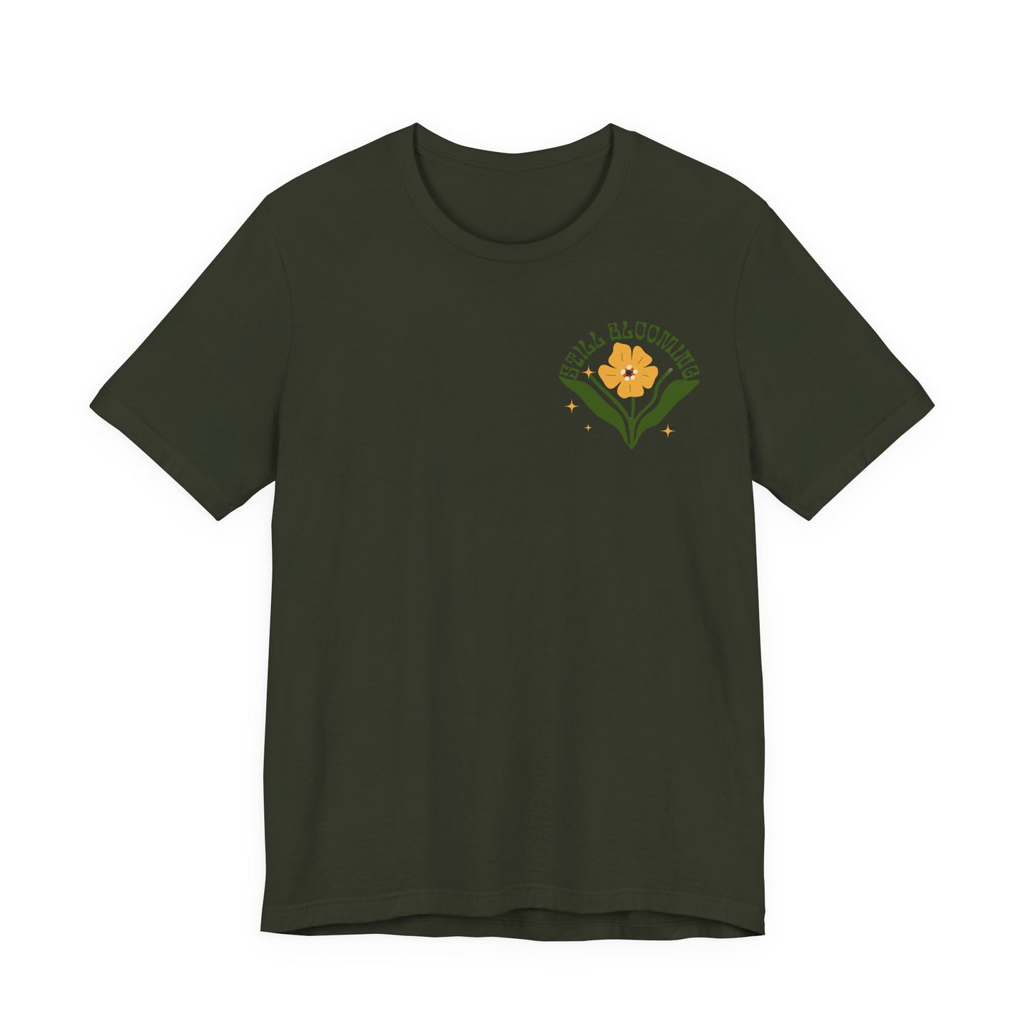 Still Blooming Floral T-Shirt, Retro Yellow Flower Graphic Tee  - 14957