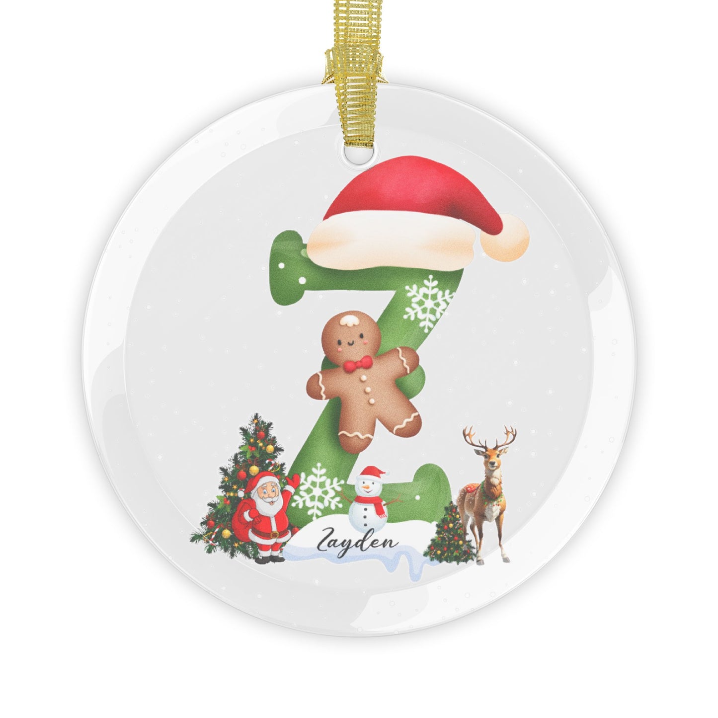 Zayden, Christmas Letters with Names, Customizable - Glass Ornaments - 10316