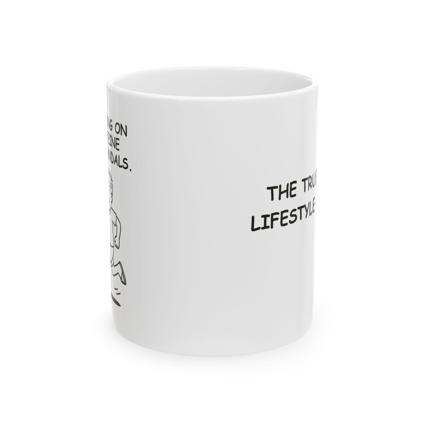 “Running on caffeine and jandals.” Ceramic Mug - 11oz & 15oz - 12887