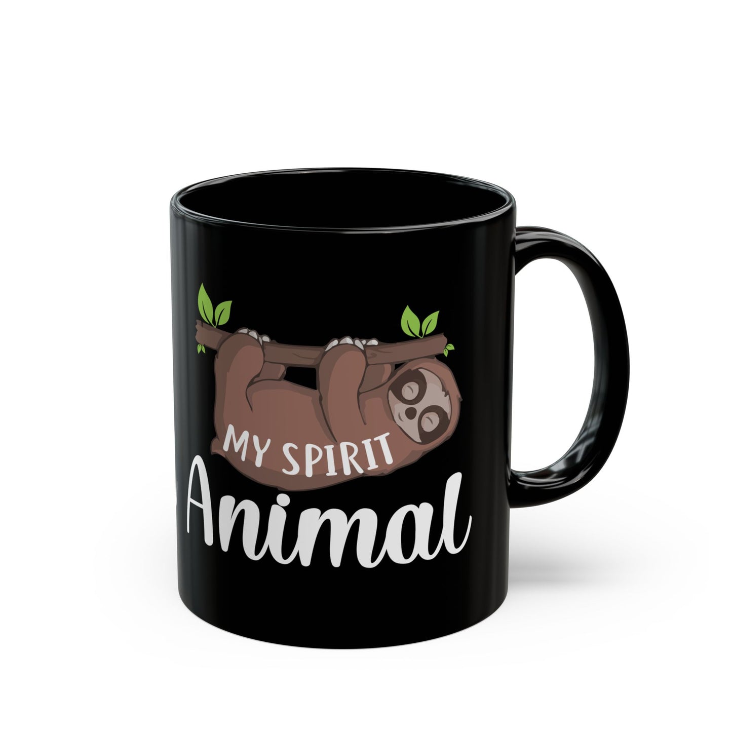 Yoga: Sloth Spirit Animal Mug, Black Ceramic Coffee Cup, Gift for Sloth Lovers - 13212