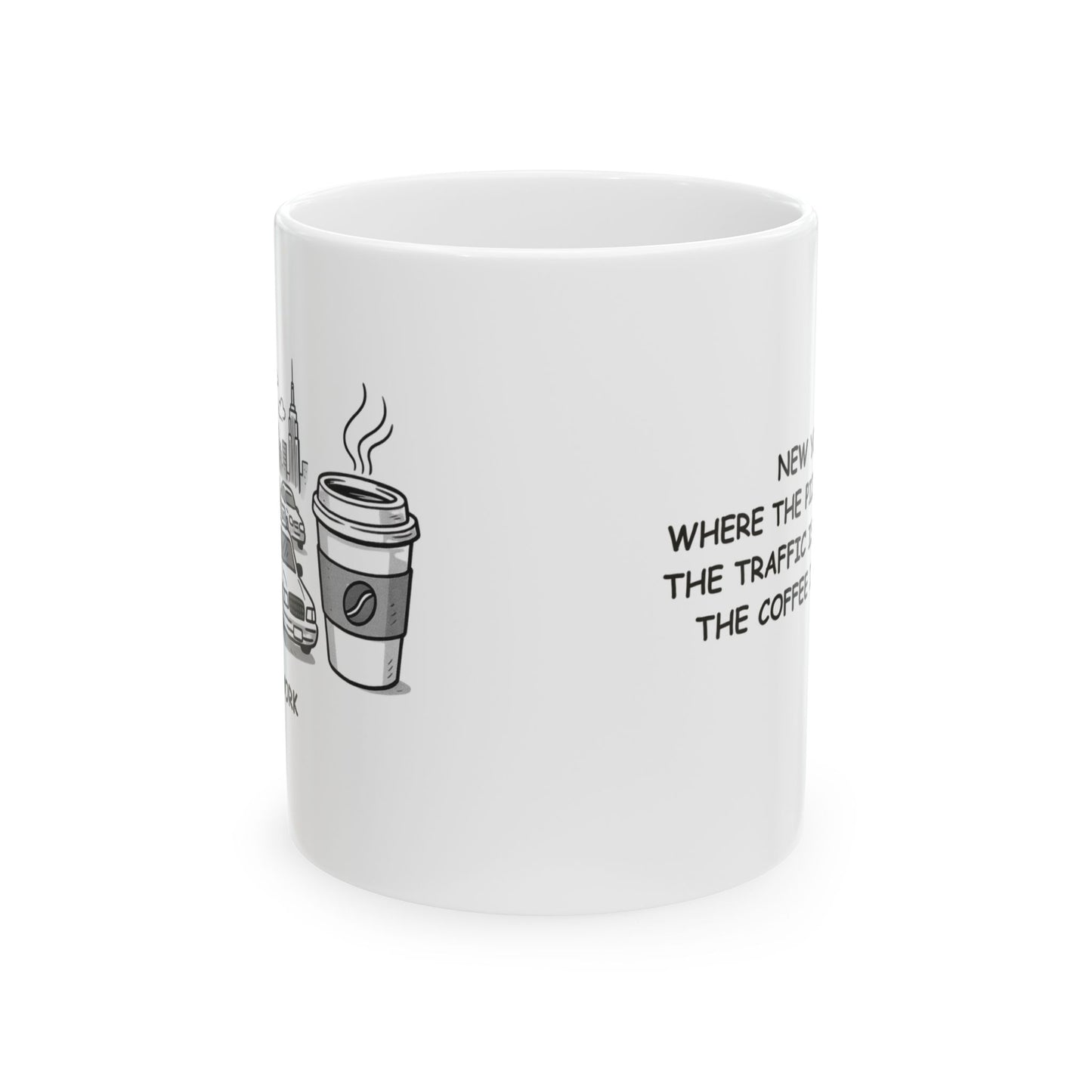 "New York: Where the pizza is thin, the traffic is thick, and the coffee is strong." Ceramic Mug - 12827