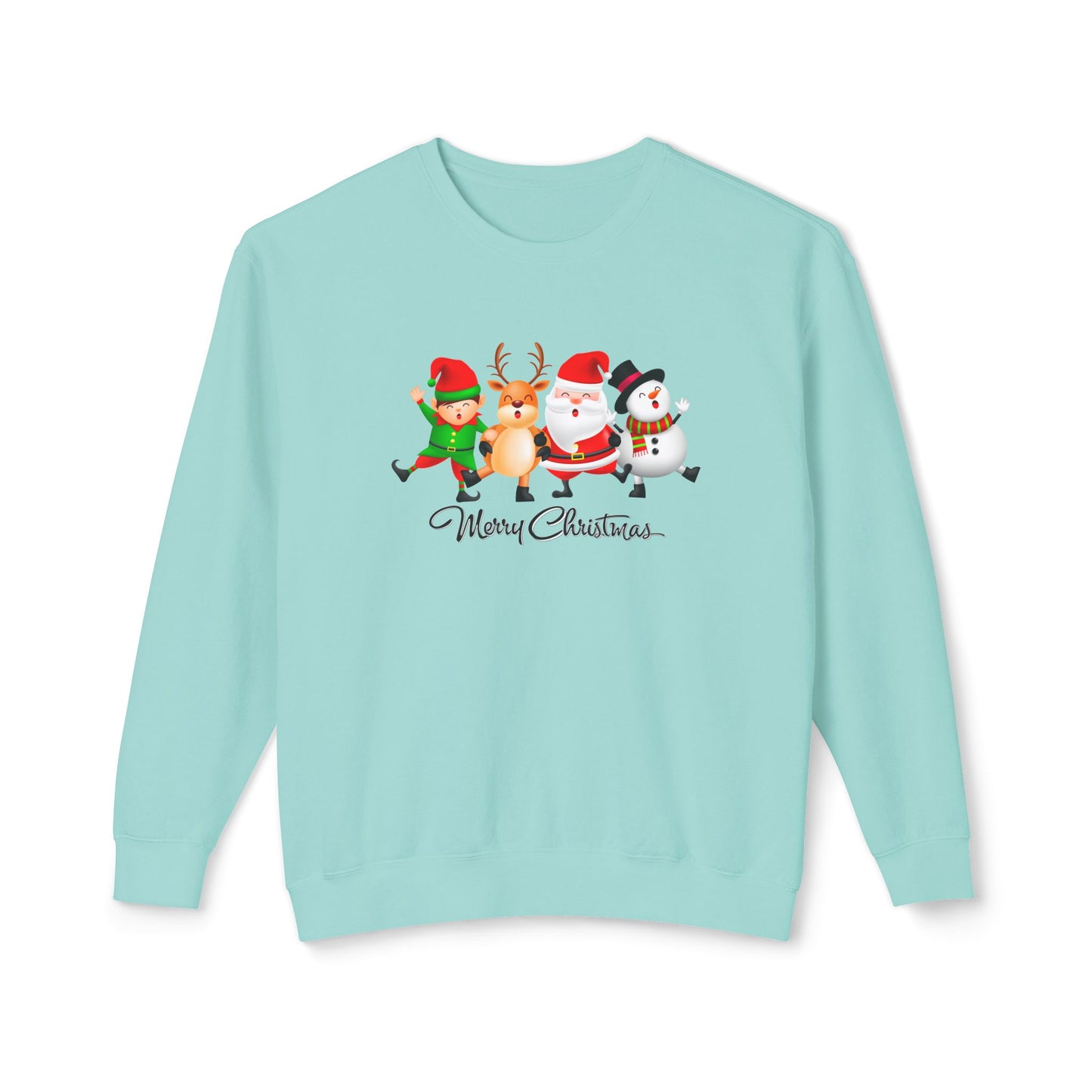 Santa, Snowman, Reindeer & Elf - Unisex Lightweight Crewneck Sweatshirt - 10372