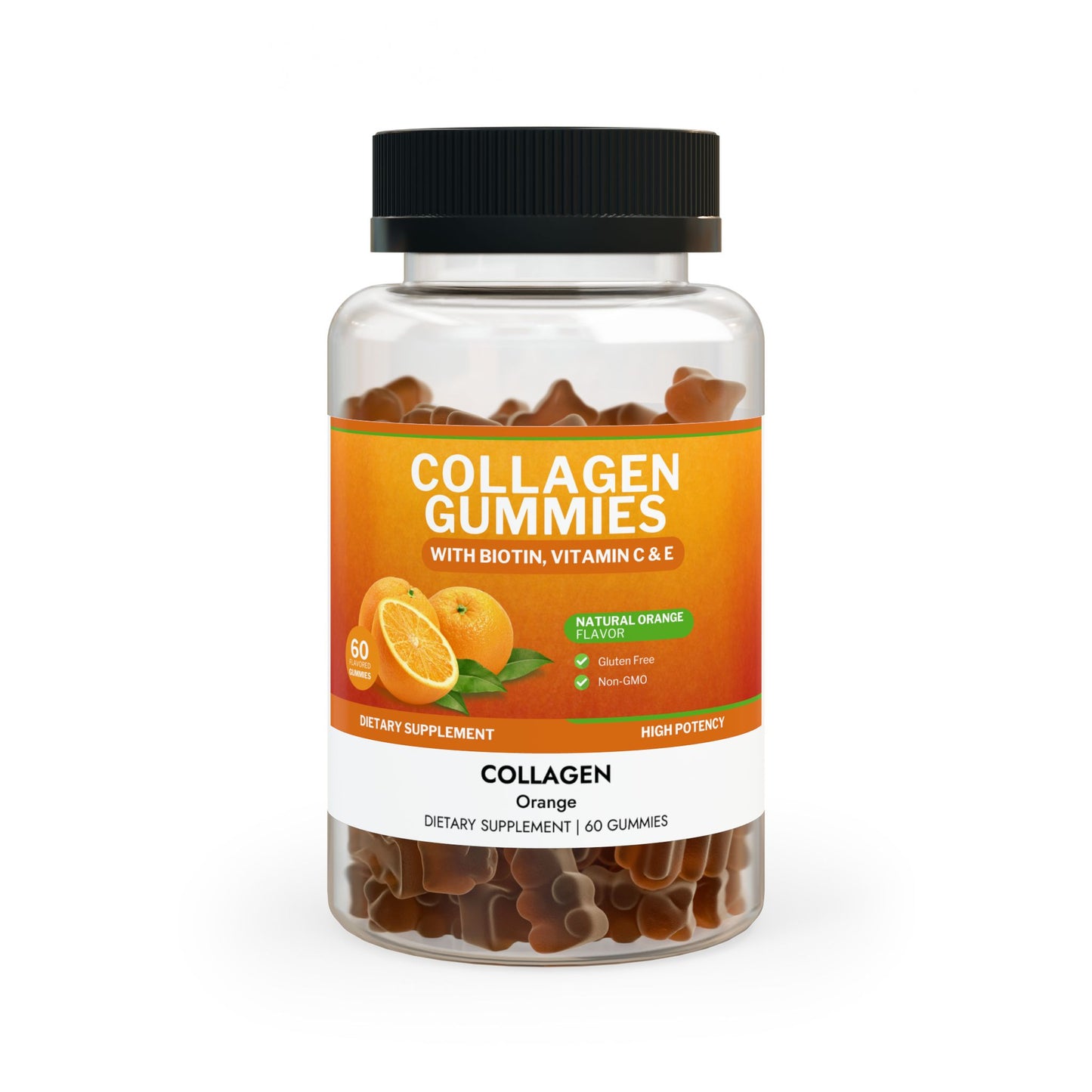 Orange Flavored Collagen Gummies (60 Gummies) - 11856