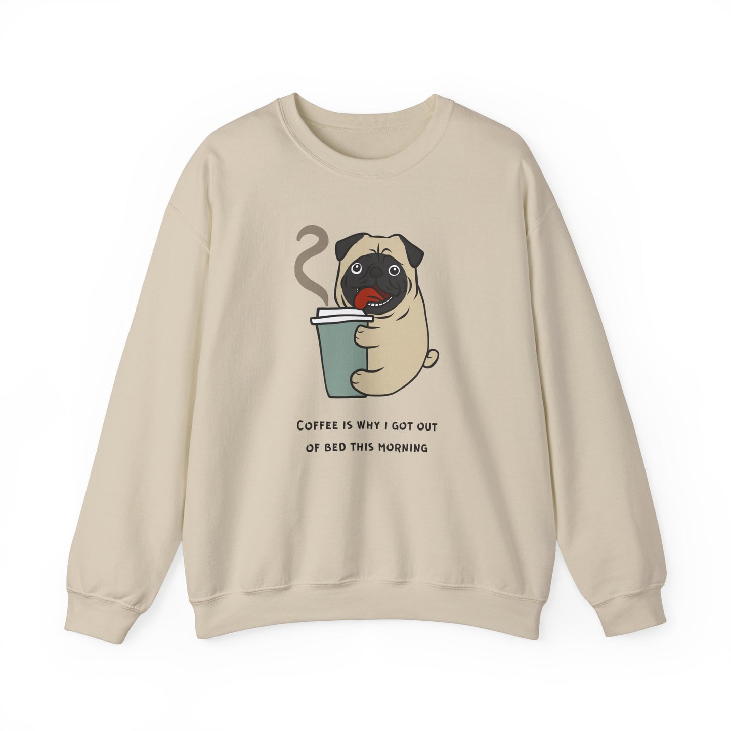 Pug, Coffee is Why I Got Out of Bed This Morning - Unisex Heavy Blend™ Crewneck Sweatshirt - 11317
