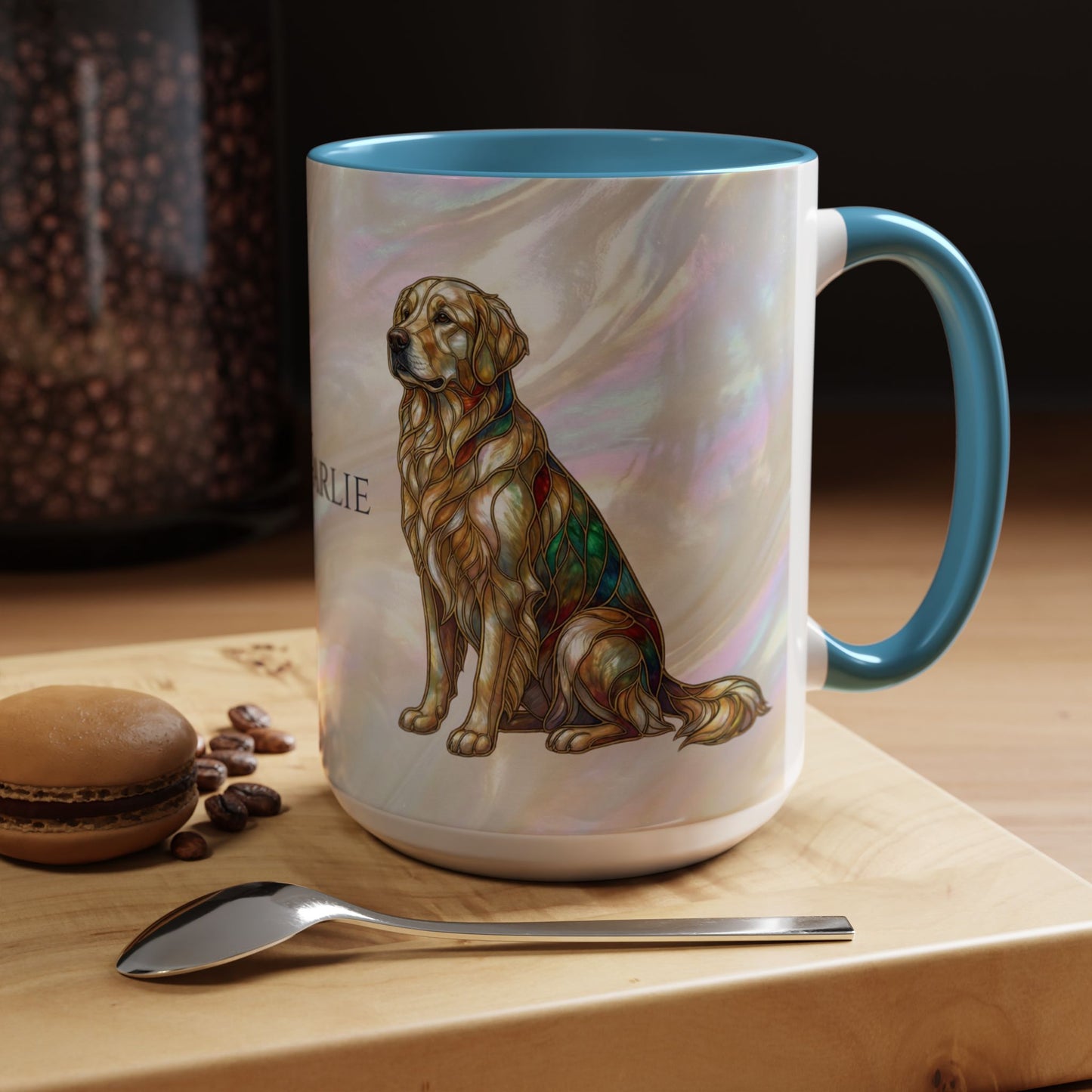 Personalized Golden Retriever Coffee Mug - Stained Glass Design 11/15oz - 14534