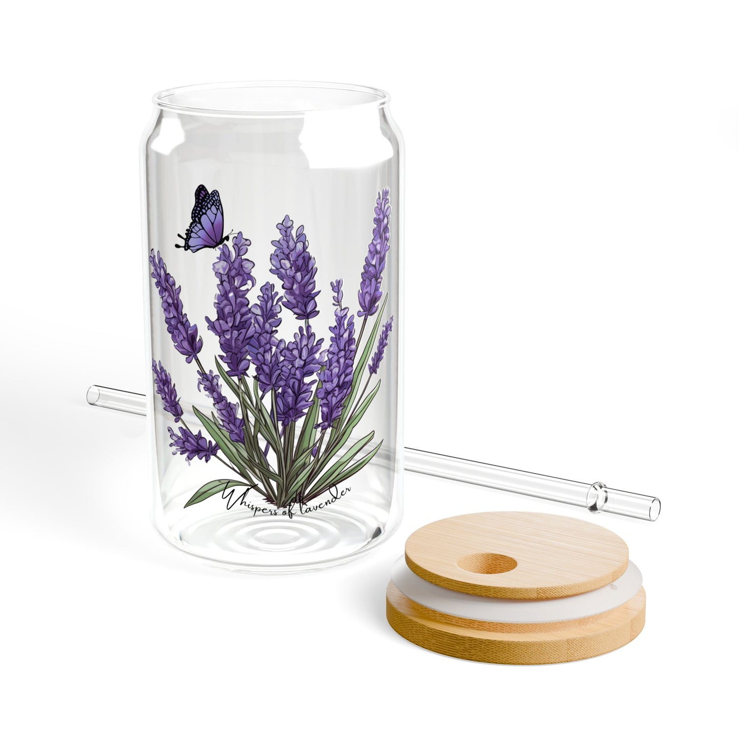 Whispers of lavender,  Customizable - Sipper Glass, 16oz