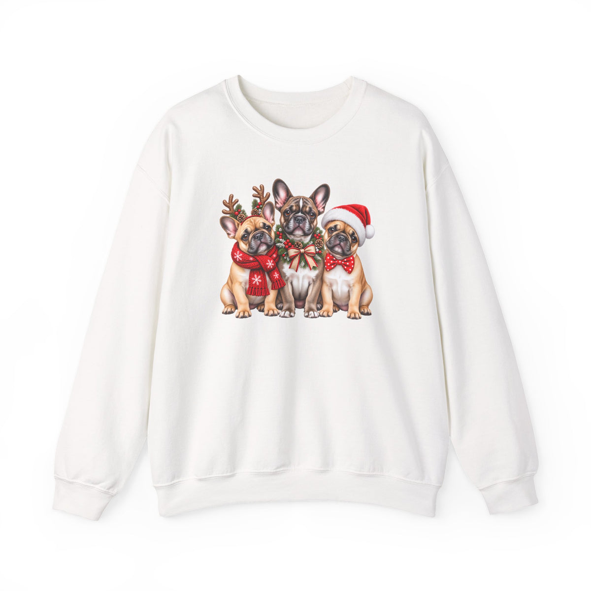 Christmas French Bulldog Sweatshirt, Cute Festive Frenchie Crewneck - 14556
