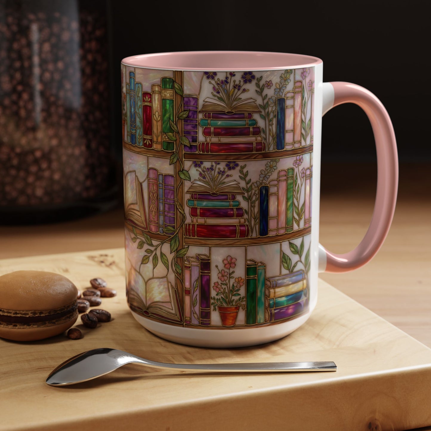 Bookish Accent Coffee Mug — Stained Glass Design (11/15 oz) - 14528