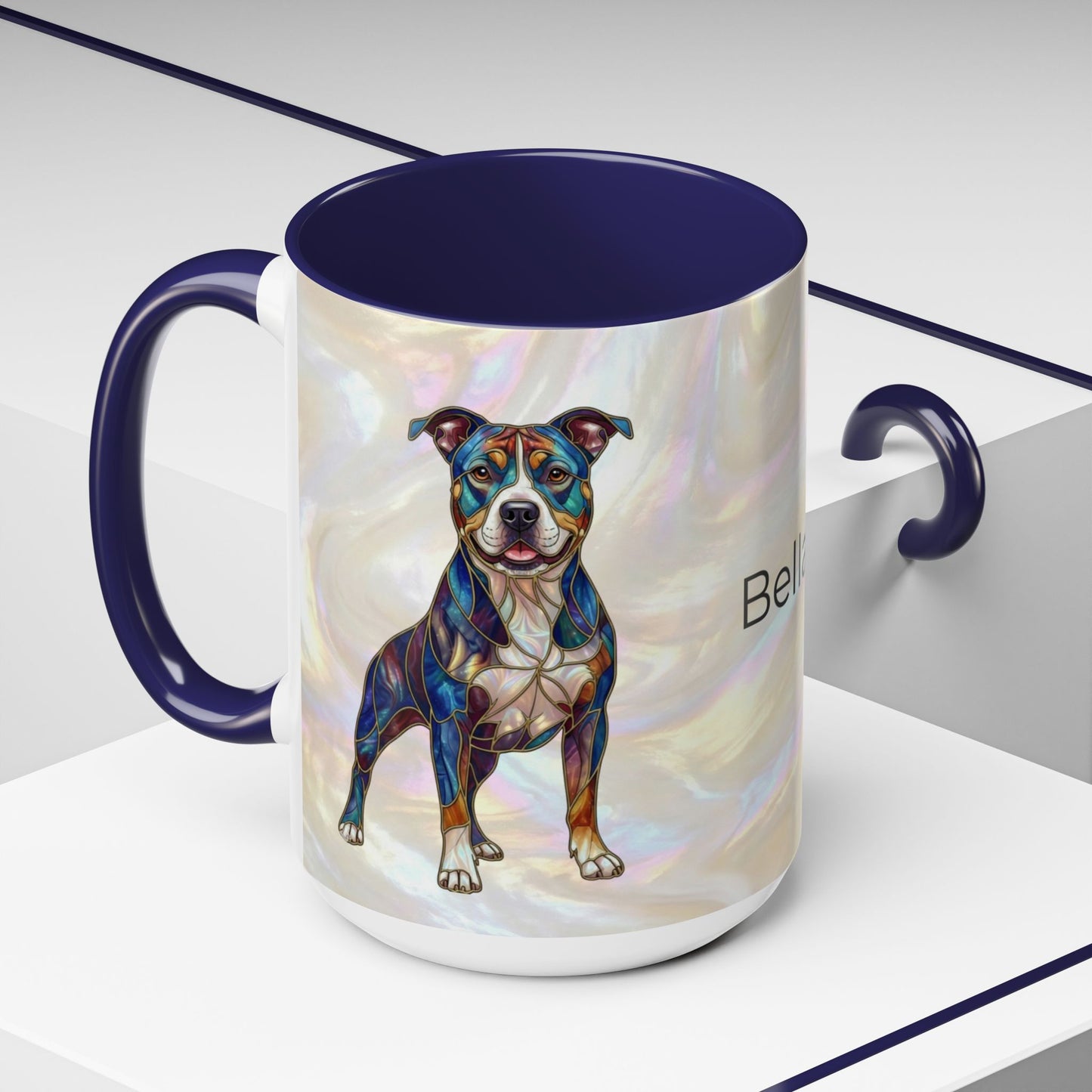 Pitbull Dog Accent Coffee Mug — Stained Glass Design (11/15oz) - 14536