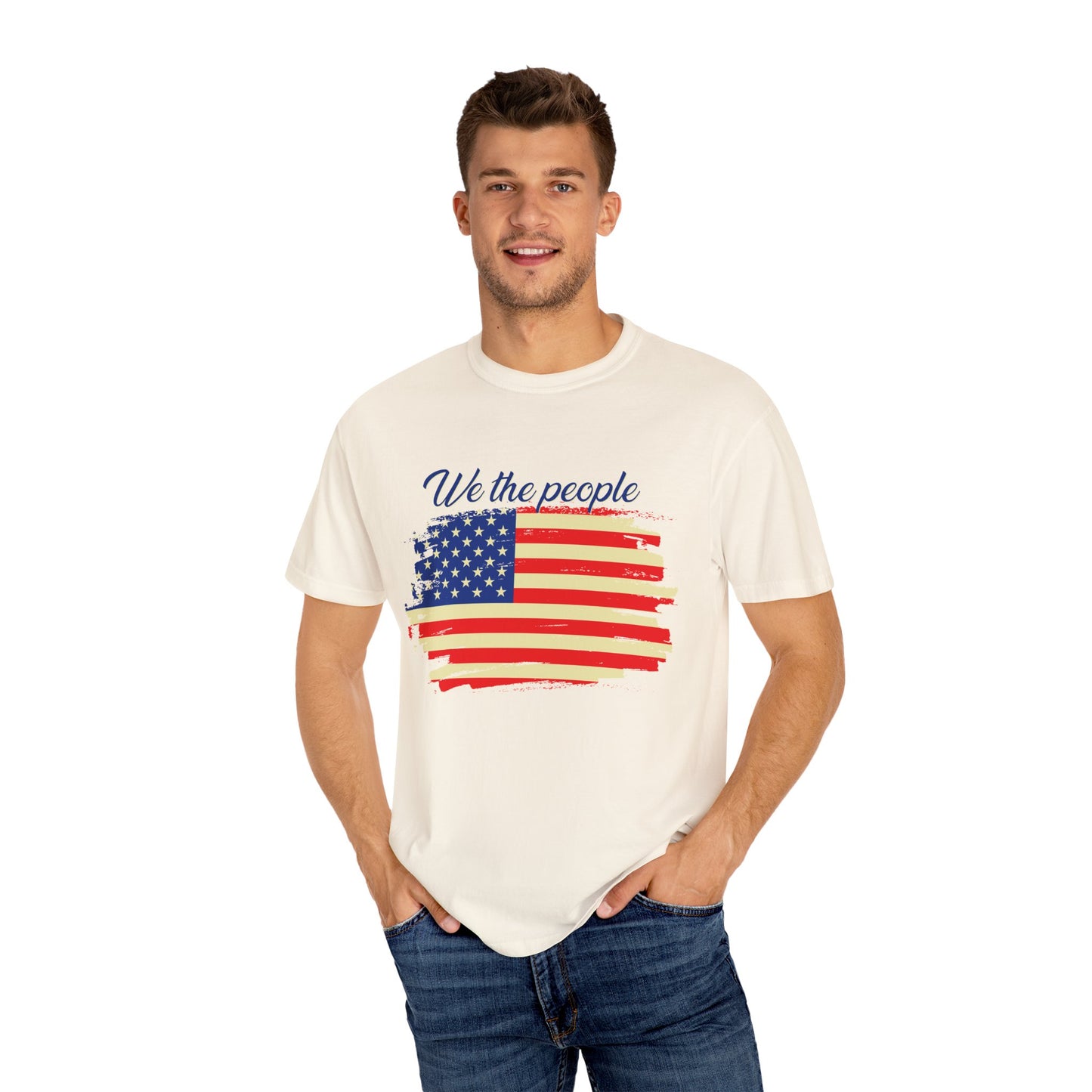 Patriotic Garment-Dyed T-Shirt - We the People, Independence Day Gift, Casual Wear, Constitution Day, Freedom Apparel - 13691