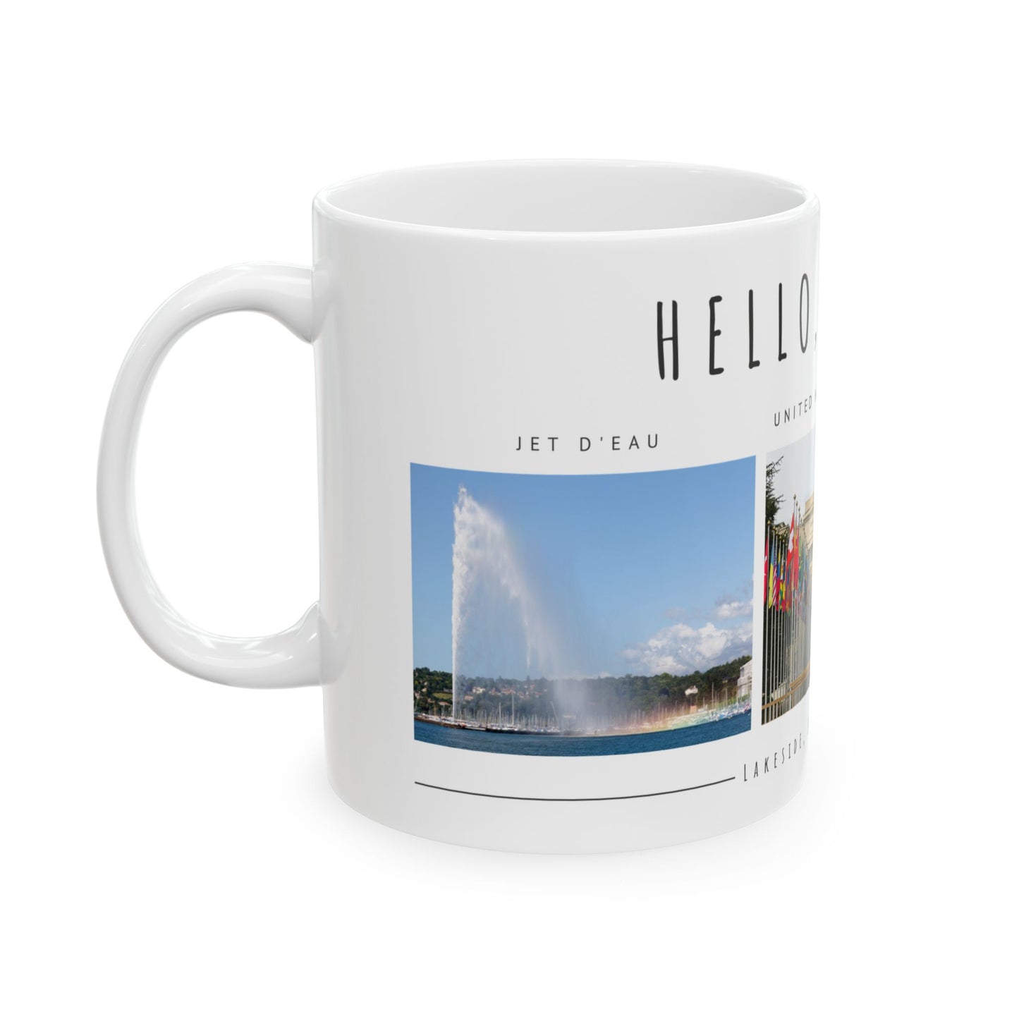 Hello, Geneva! Ceramic Coffee Mug - 11oz & 15oz - Travel Souvenir Gift - 12168