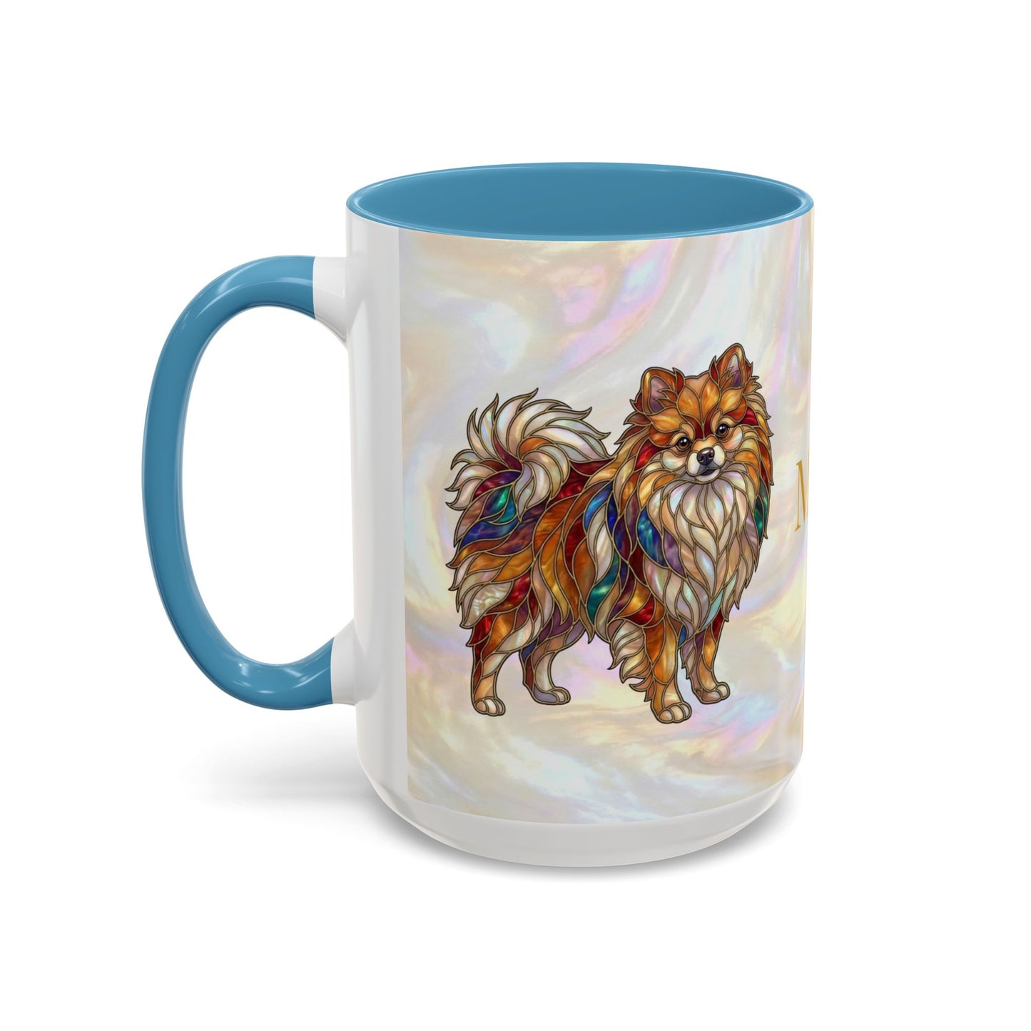 Pomeranian Accent Coffee Mug — Stained Glass Design (11/15oz) - 14638