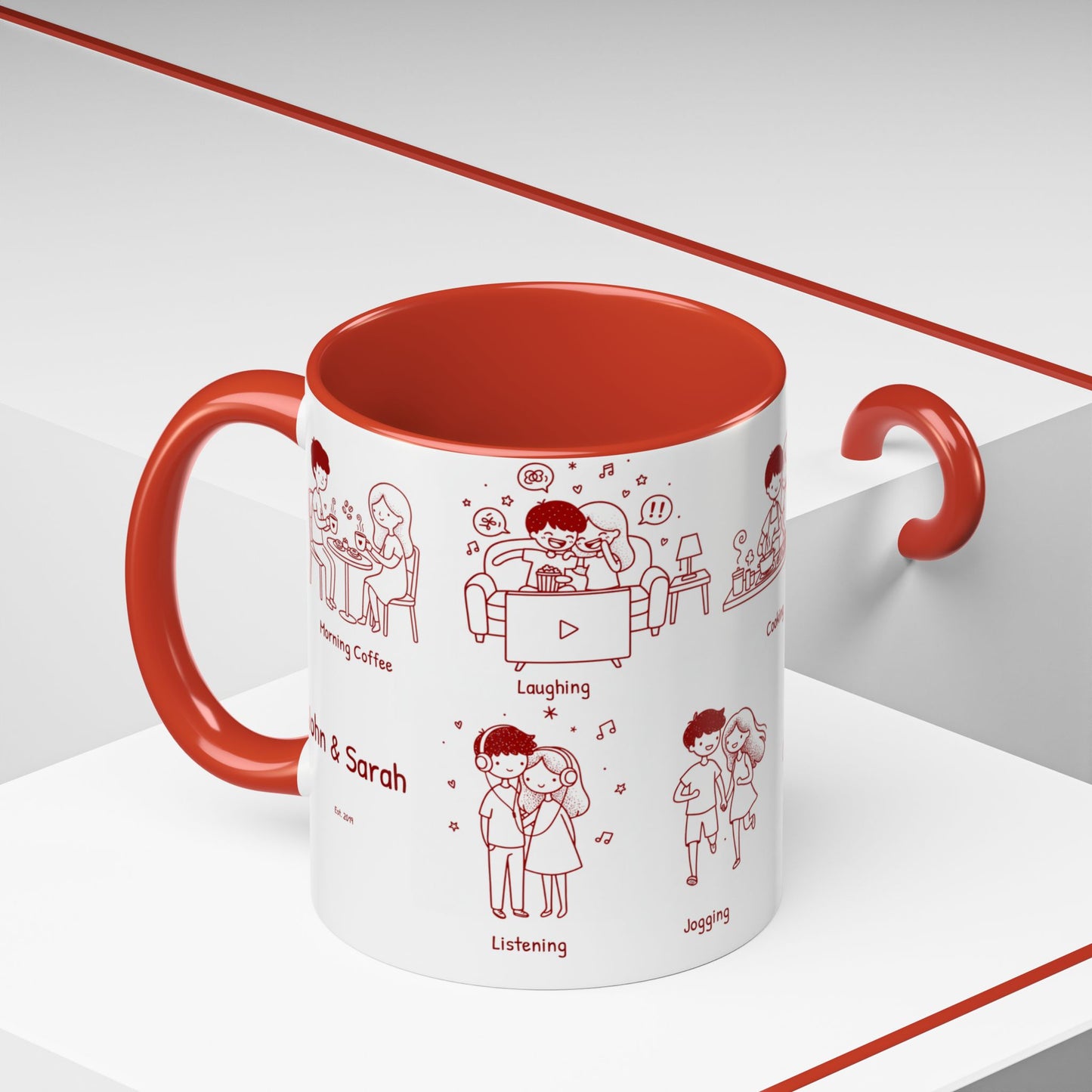 Our Favorite Things to Do Valentine’s Mug – Cozy Couples Illustrated Accent Coffee Mug - 14706