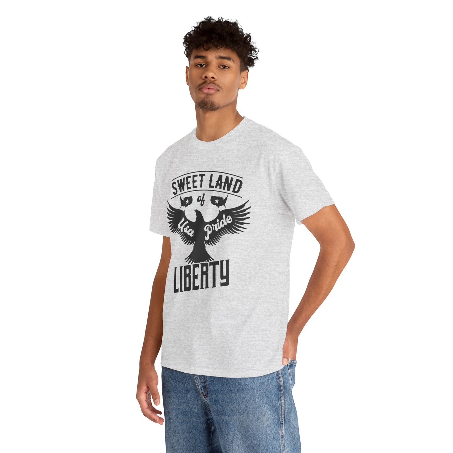 Sweet Land of Liberty Design, Unisex Heavy Cotton Tee: Patriotic T-shirt, Gift for Freedom Lovers, Casual Wear, Independence Day Shirt - 13492