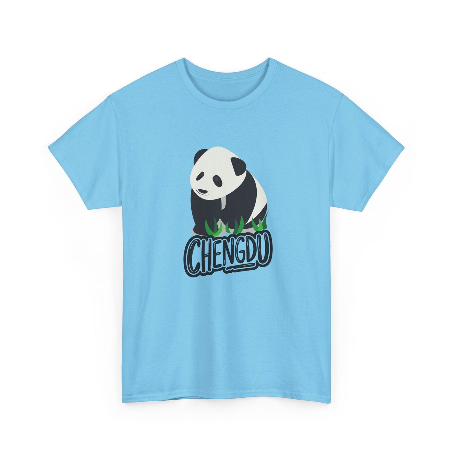 Chengdu Panda Unisex Heavy Cotton Tee - Cozy and Fun Graphic Tee for Animal Lovers - 12206