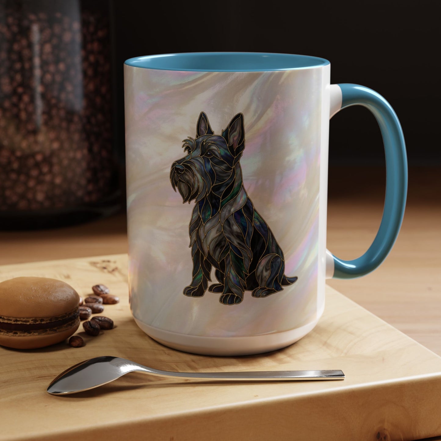 Scottish Terrier Accent Coffee Mug – Stained Glass Design 11/15oz - 14644