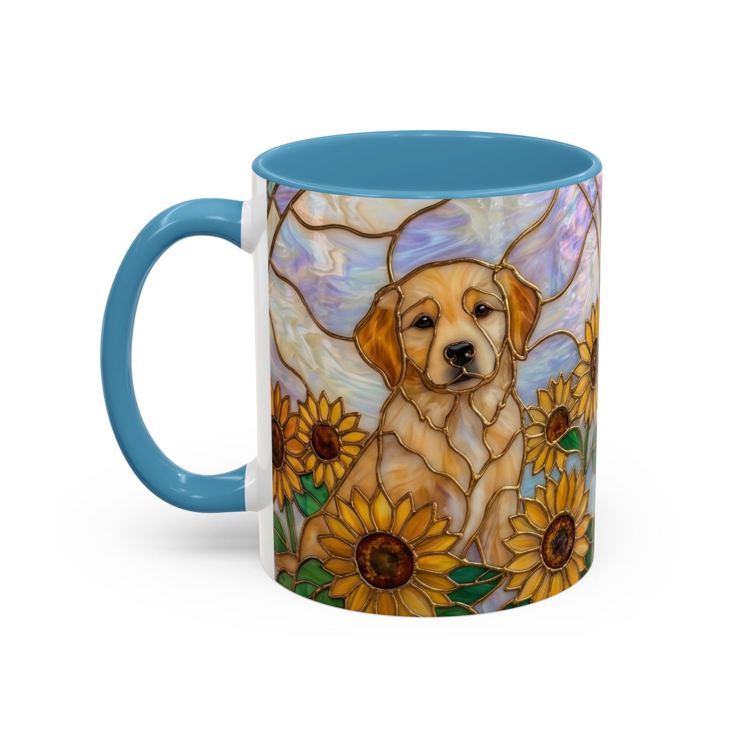 Sunflower Golden Retriever P uppiesAccent Coffee Mug –  Stained Glass Design (11/15 oz) - 14527