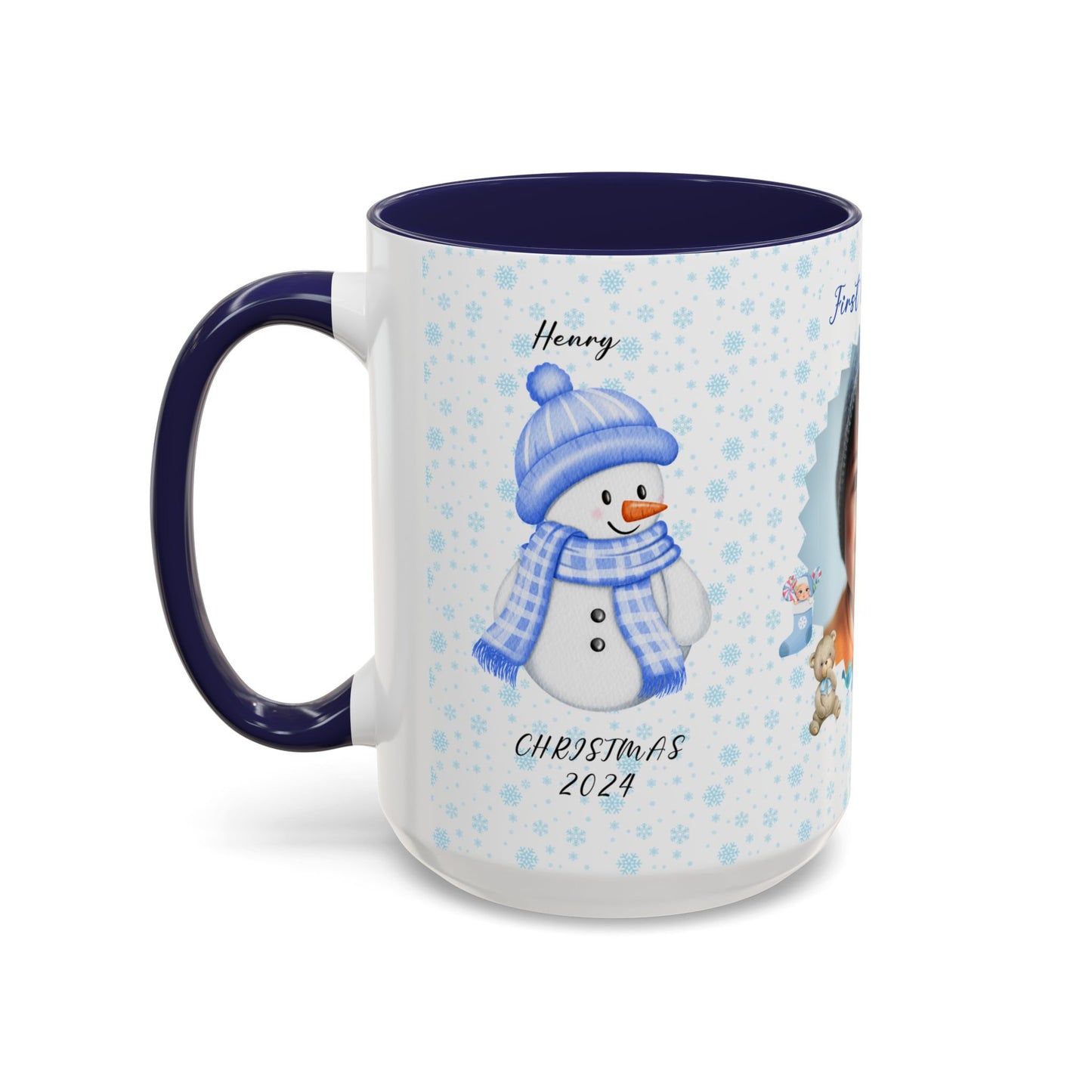 First Christmas, Baby boy, Customizable - Accent Coffee Mug (11, 15oz) - 10002