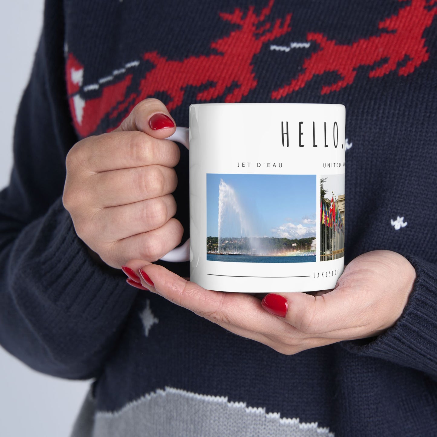 Hello, Geneva! Ceramic Coffee Mug - 11oz & 15oz - Travel Souvenir Gift - 12168