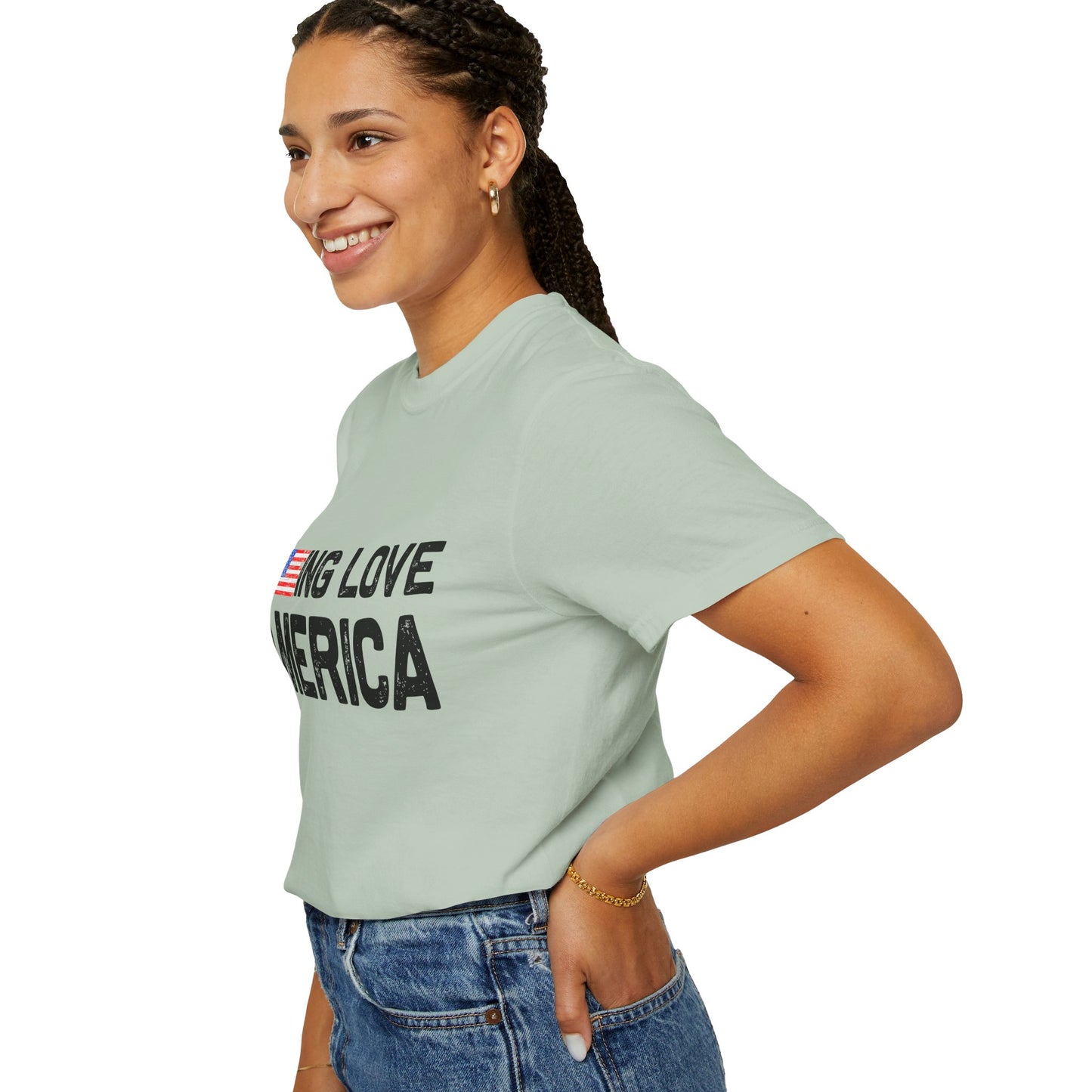 Unisex T-Shirt with Patriotic Love for America, Casual Tee, Independence Day Gift, Love America Shirt, Gift for Patriot - 13654