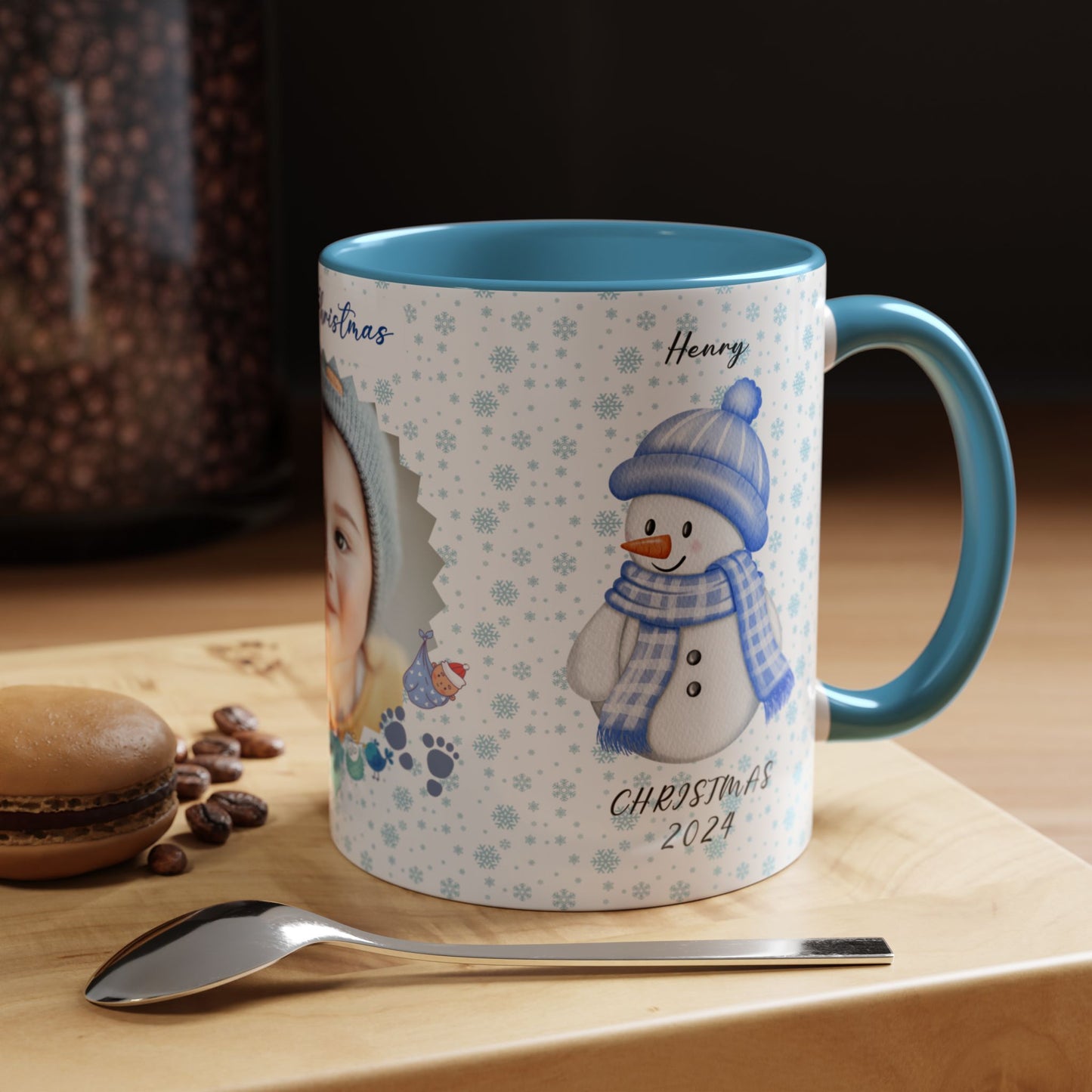 First Christmas, Baby boy, Customizable - Accent Coffee Mug (11, 15oz) - 10002