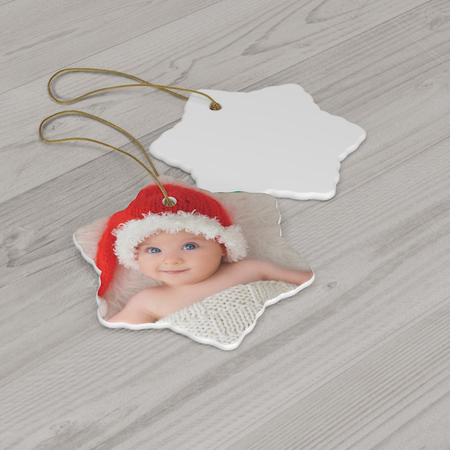 Christmas, Baby Photo, Customizable - Ceramic Ornament, 4 Shapes