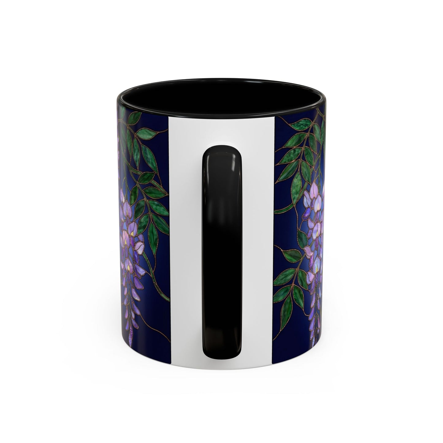 Wisteria Bloom Accent Coffee Mug — Stained Glass Design 11/15oz - 14589