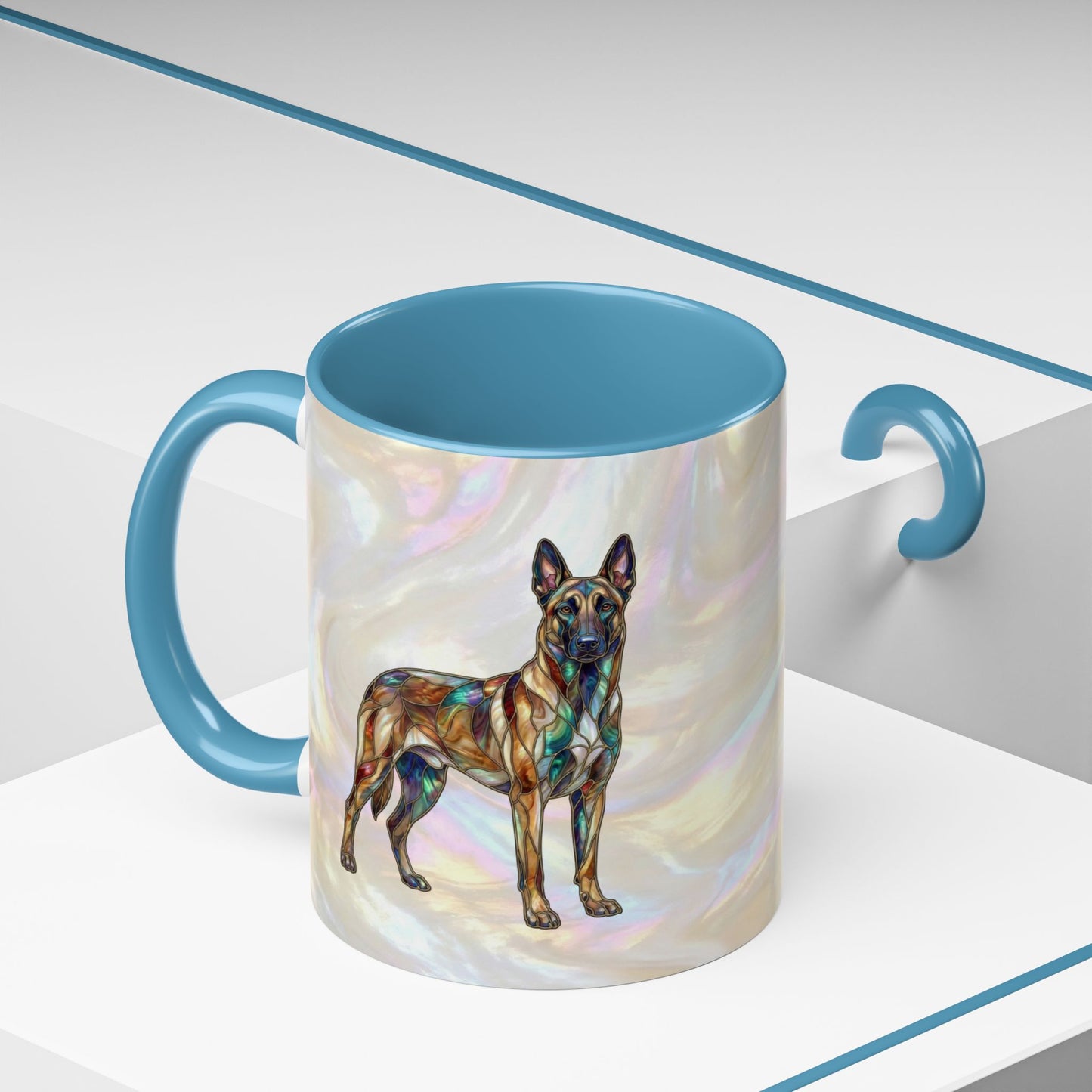 Belgian Malinois Accent Coffee Mug - Stained Glass Design 11oz & 15oz - 14616