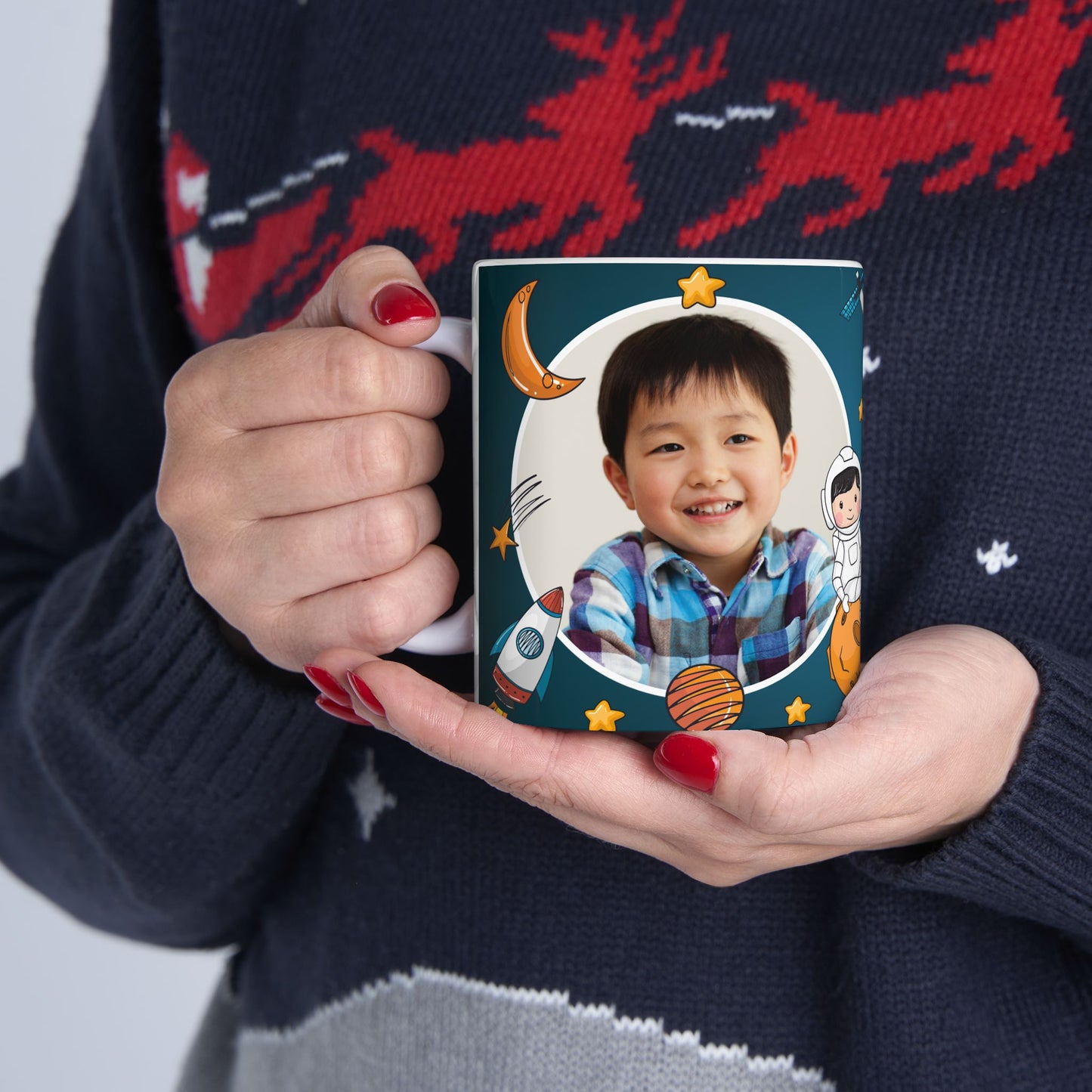 Personalized Space-Themed Ceramic Mug - Birthday Gift, Kids Space Party, Astronaut Design, Custom Coffee Cup, Birthday Celebration - 13978