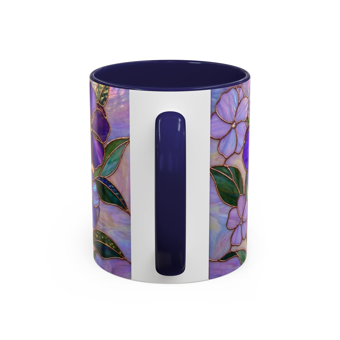 Stained Glass Violet Flowers Accent Coffee Mug, 11/15oz - 14537