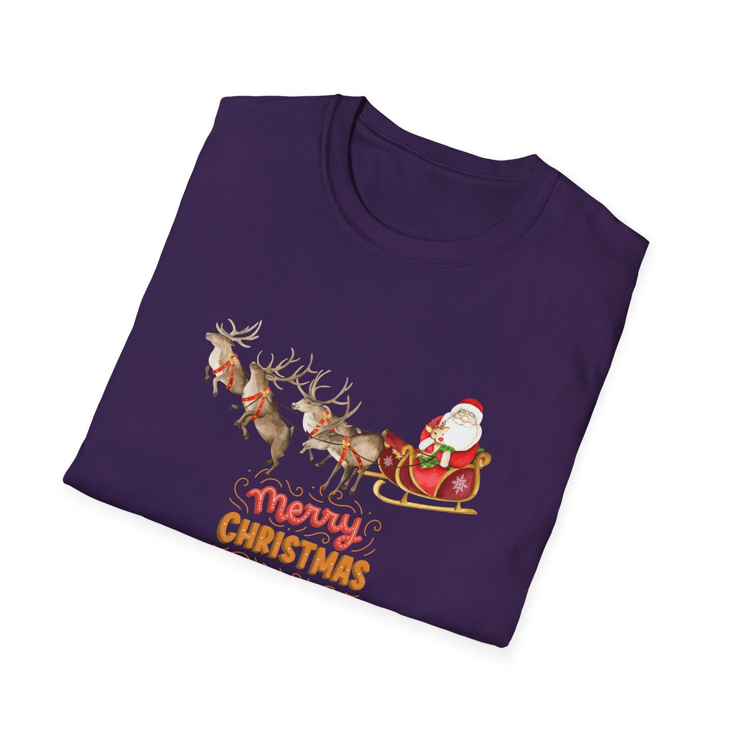 Santa & Reindeers - Unisex Softstyle T-Shirt - 10024