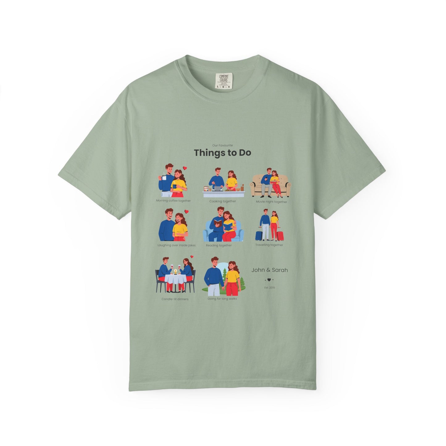 Our Favourite Things to Do Together – Personalised Valentine’s Illustration T-Shirt Gift - 14722