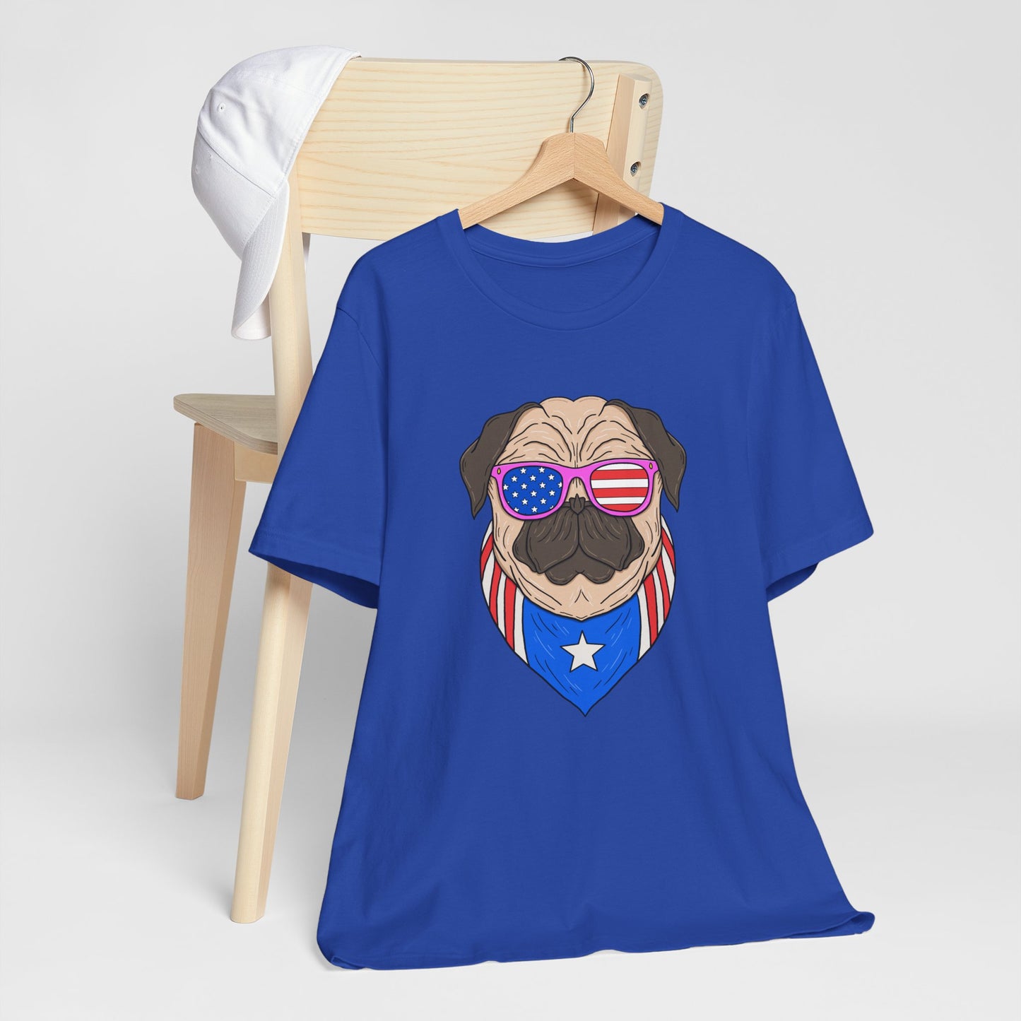 Patriotic Pug Tee, Independence Day T-Shirt, Dog Lovers Gift, Summer Casual Wear, Fun Family Outing Shirt - 13733
