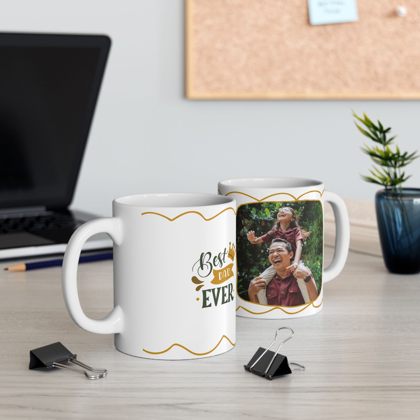 Best Dad Ever, Personalized Ceramic Mug, Fun Gift for Coffee Lovers, Custom Photo Mug - 14003