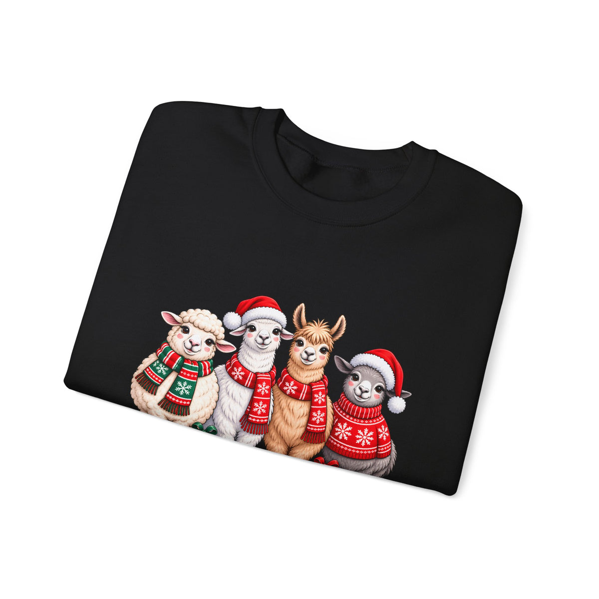Festive Christmas Animal Friends Sweatshirt, Cute Sheep & Alpaca Holiday Crewneck - 14553