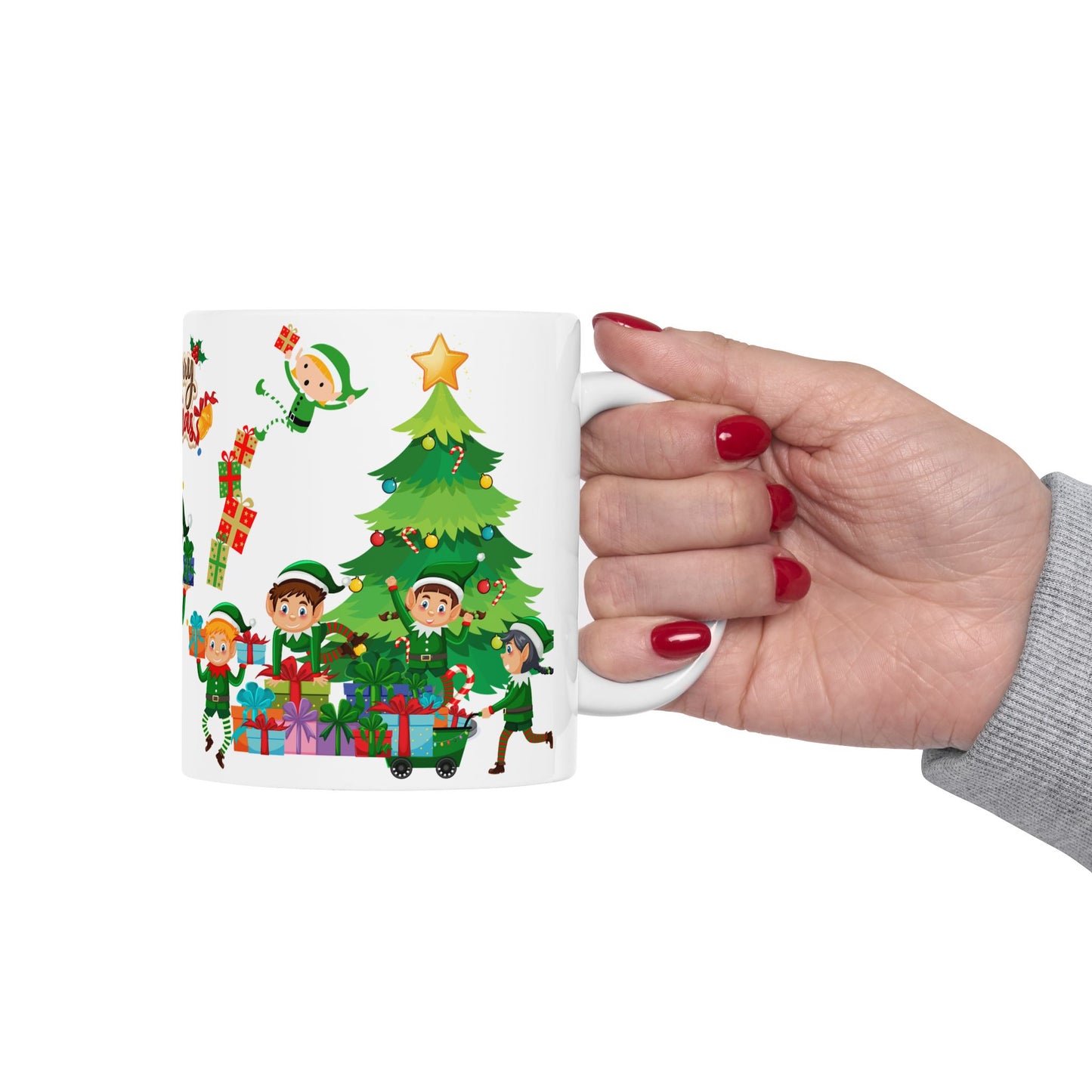 Little Elves with Christmas Gifts - Ceramic Mug, (11oz, 15oz) - 10293