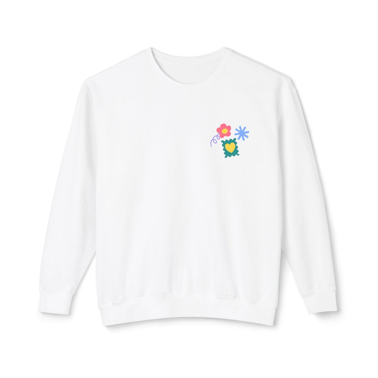 Flowers, Heart, Rainbow, Happy Face - Unisex Lightweight Crewneck Sweatshirt - 11485