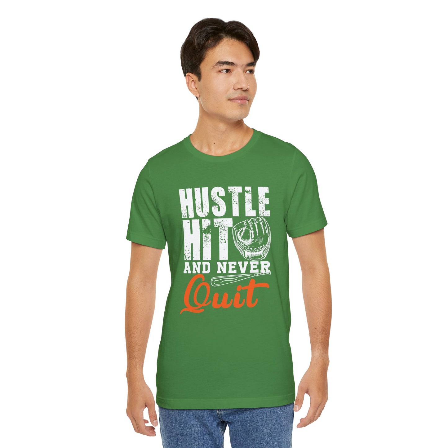 Baseball: Hustle Hit And Never Quit - Unisex Jersey Short Sleeve Tee