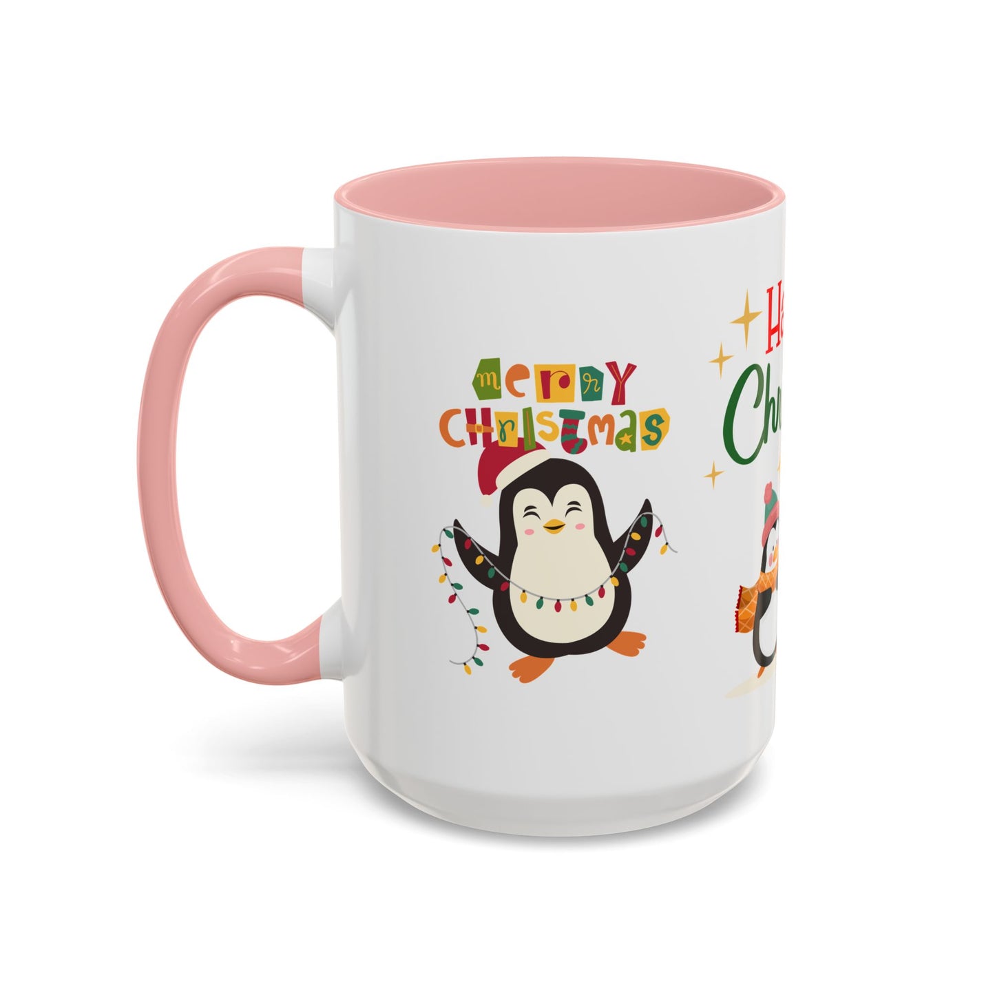 Penguins, Merry Christmas - Accent Coffee Mug (11, 15oz)