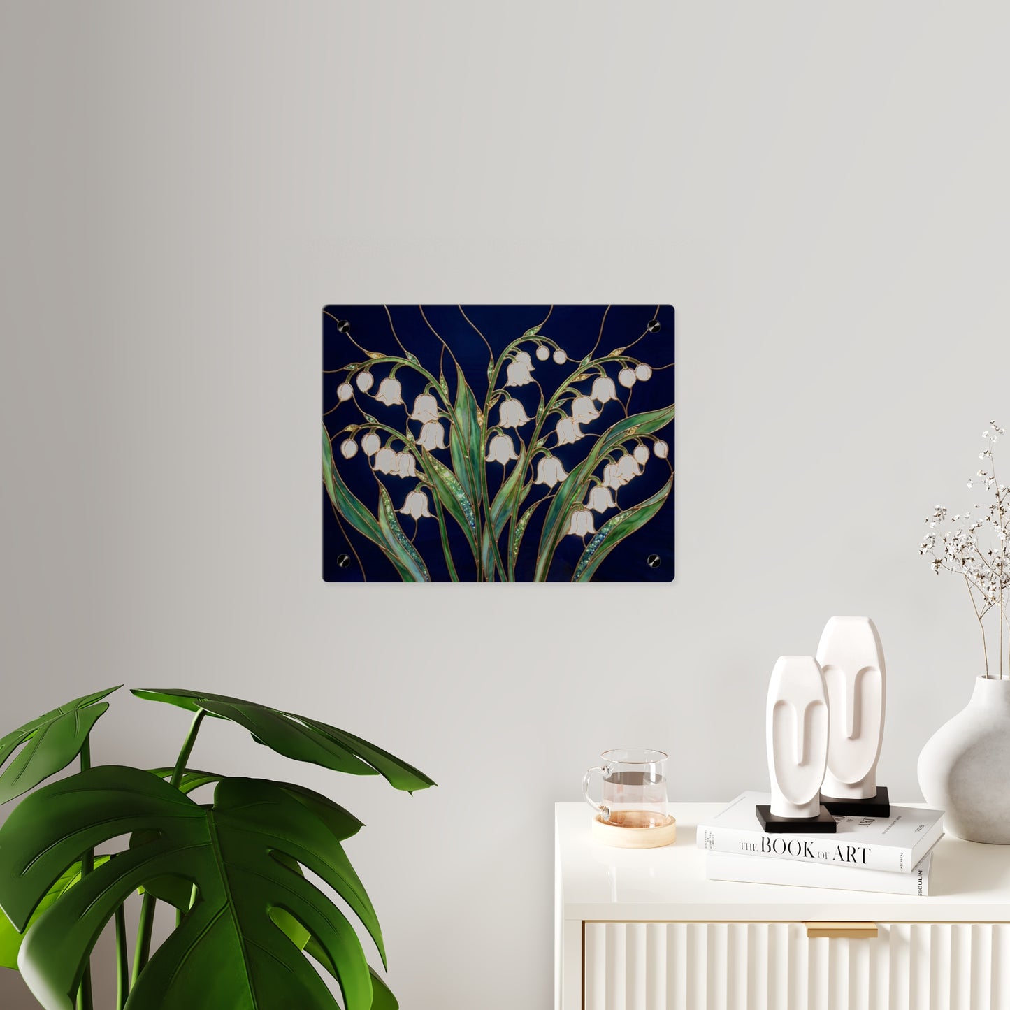 Lily of the Valley Acrylic Wall Art Panel — Botanical Floral Home Decor - 14603