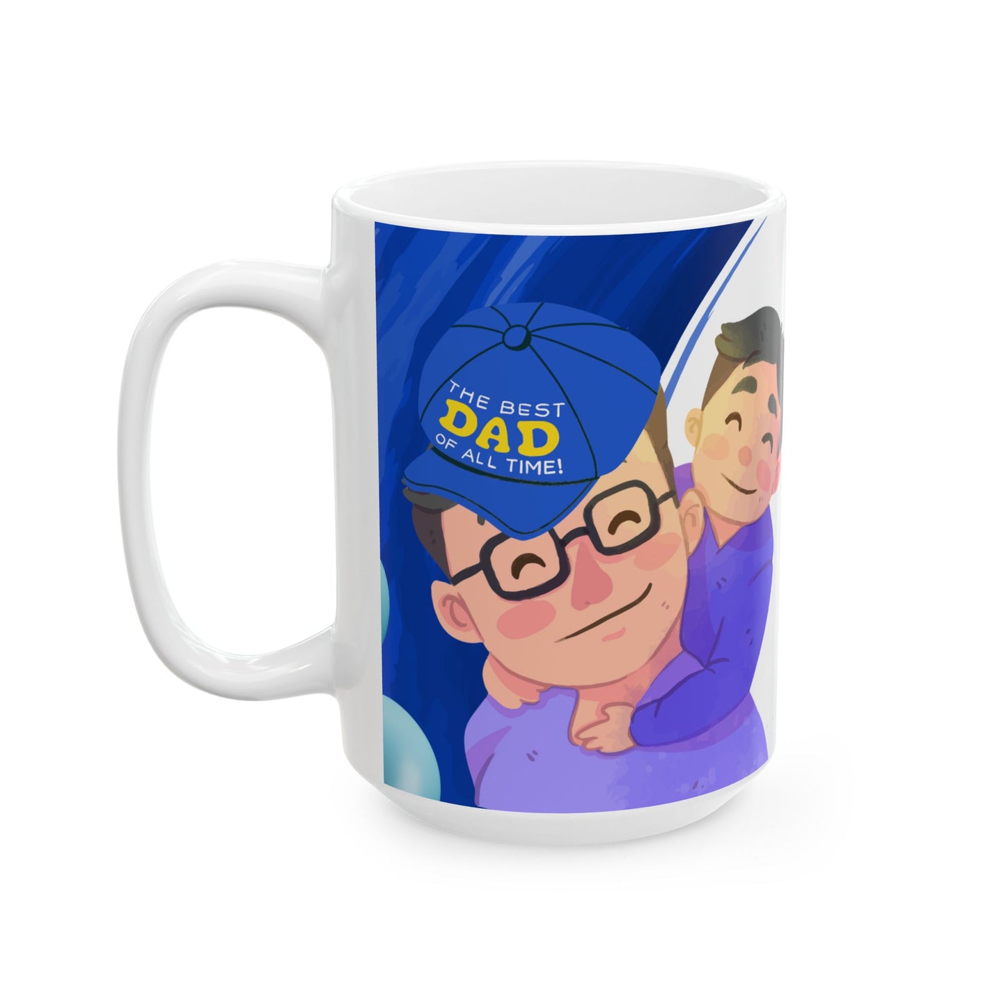 Father's Day Ceramic Mug, Best Dad Ever Gift, Cute Dad Coffee Cup, Blue Themed Dad Mug, Fun Father's Day Present - 14038