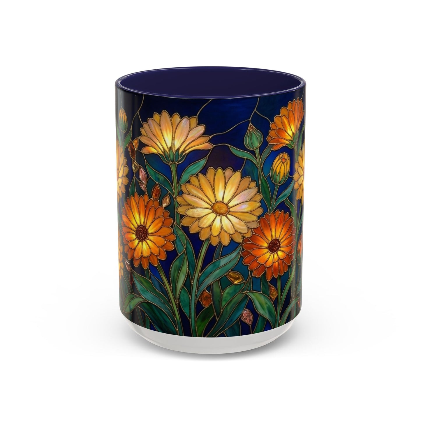 Calendula Accent Coffee Mug — Stained Glass Design (11/15oz) - 14549