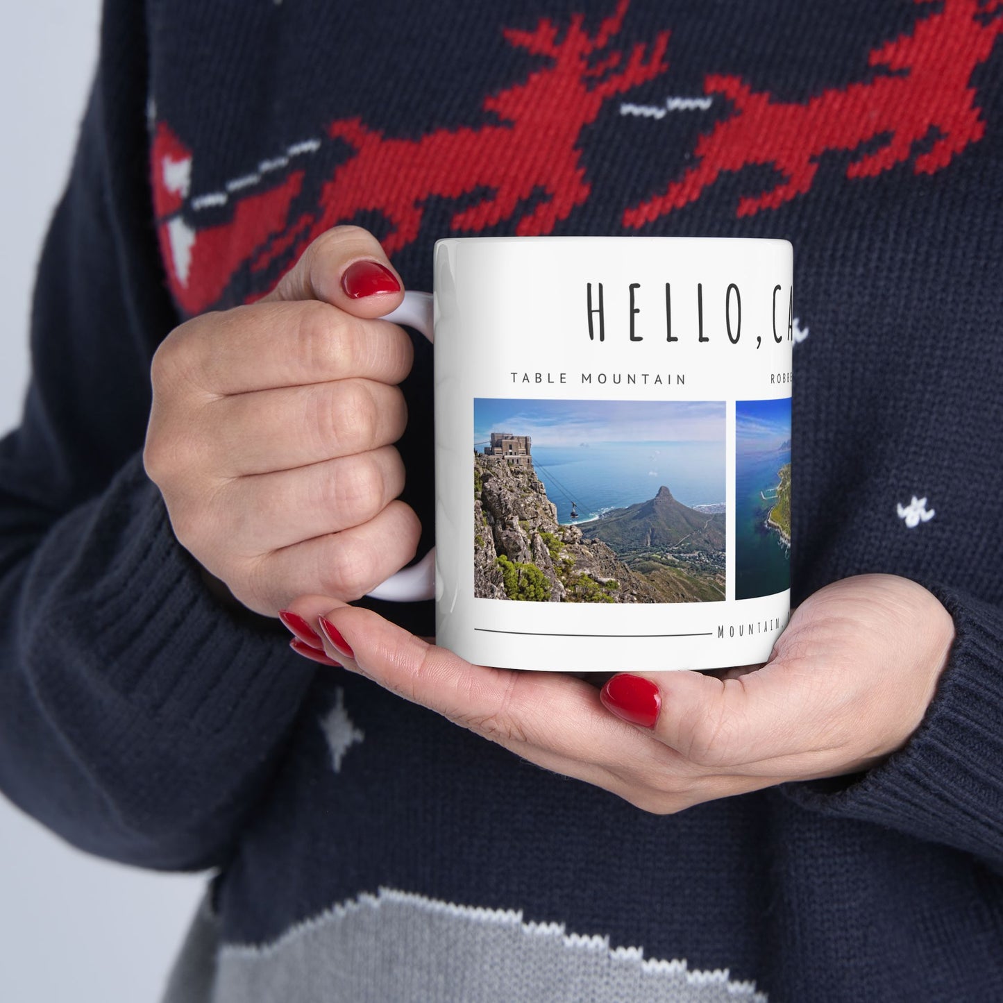 Hello Cape Town Mug – Scenic Travel Ceramic Coffee Cup (11oz, 15oz) - 12021