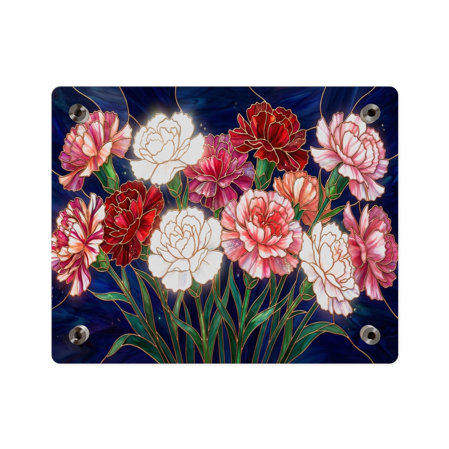 Carnation Bouquet Acrylic Wall Art Panel — Floral Home Décor - 14599
