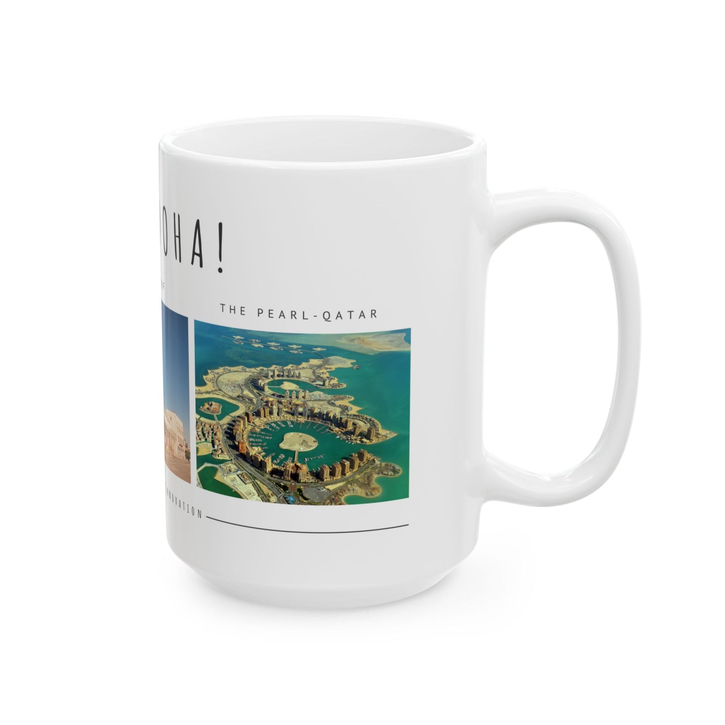 Hello Doha! Ceramic Travel Mug - 11oz & 15oz | Souq Waqif Art Design - 12108